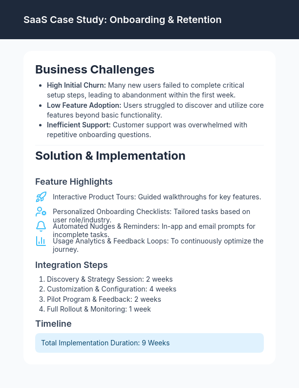 SaaS Onboarding & Retention Case Study — SMB